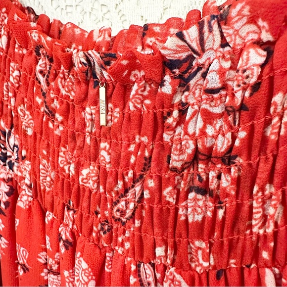 MISA Los Angeles Darla Off the Shoulder Dress Red Paisley - Picture 12 of 16